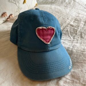 Life is Good Hat Blue with Pink Heart